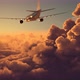 Airplane Flying Above the Clouds on Sunset 4k - VideoHive Item for Sale