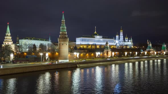 Russia, Moscow City, Kremlin at night