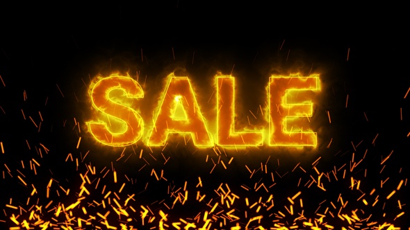 Burning Sale Text Overlay With Flame Spark V3