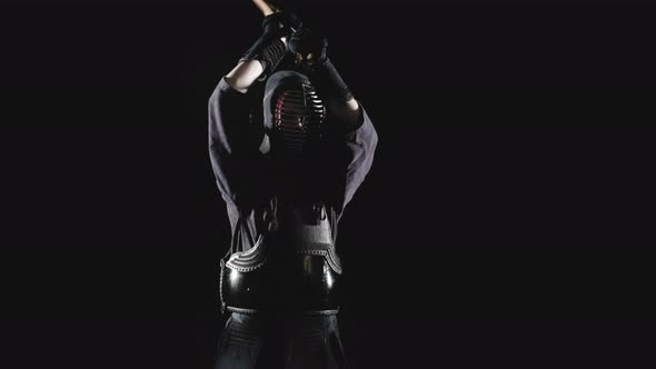 Portrait of a Japanese Kendo Fighter with Shinai