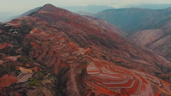 View of Chinese mountain farms