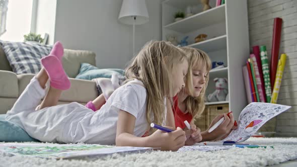 Cute Girls Chatting and Coloring alt