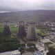 Aerial drive view of decommissioned nuclear power plant - VideoHive Item for Sale