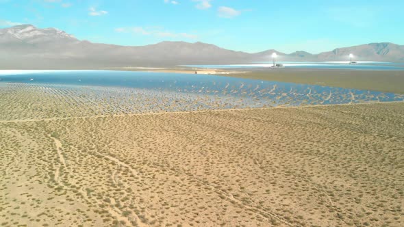 Aerial Slide of Solar Electric Generators in Desert