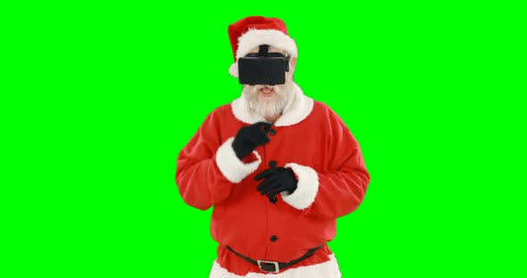 Santa claus using virtual glasses 4k