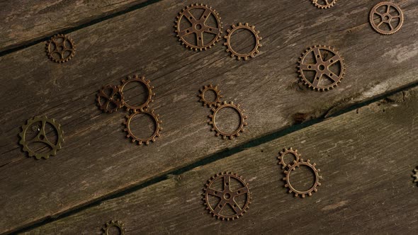 Rotating stock footage shot of antique and weathered watch faces 