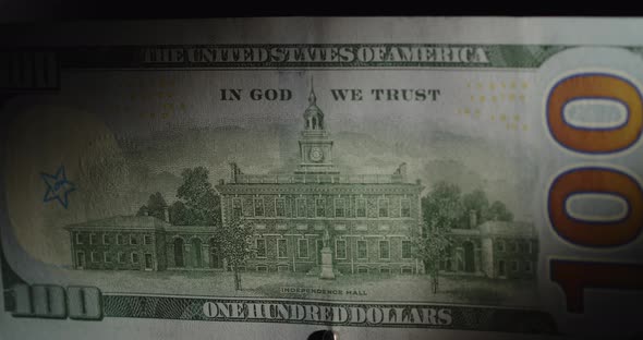 One Hundred Us Dollars Cash Macro. $ 100 Reverse Side. One Hundred Dollars Close Up.