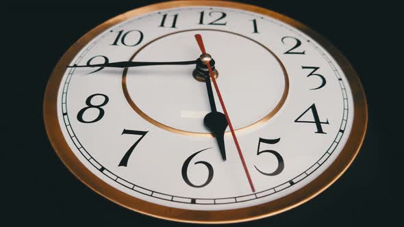 Timelapse of Rotating Clock Hands on a White Round Vintage Dial