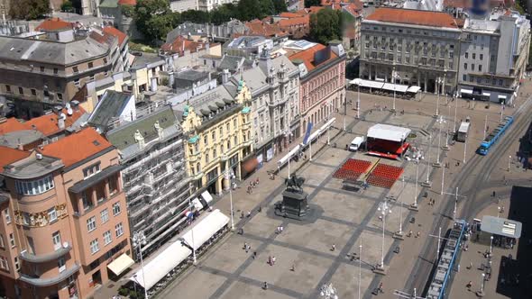 Aerial View Time Lapse Zagreb City Center Croatia