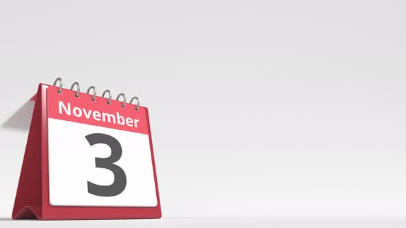 November 4 Date on the Flip Desk Calendar Page