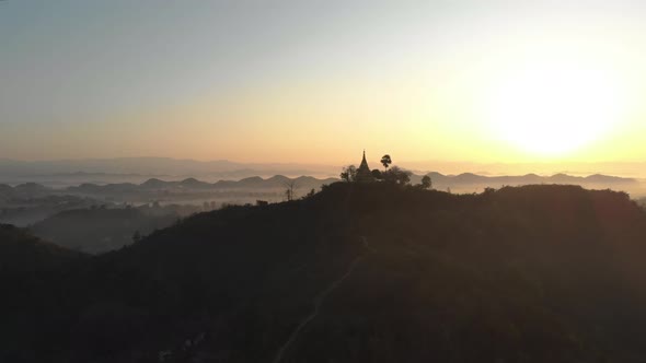 Aerial view of Mrauk-U temple.