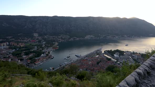 Kotor Bay in Montenegro seen from the top of a hill