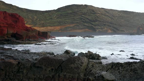 Black Beach El Golfo on Lanzarote Canary Islands Spain