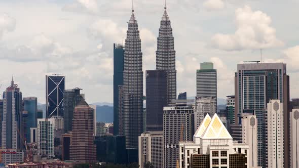 Kuala Lumpur Noon Timelapse Skyscrapers Panorama