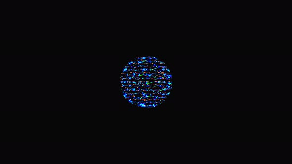 animated round shape of blue flashing lights, on a black background