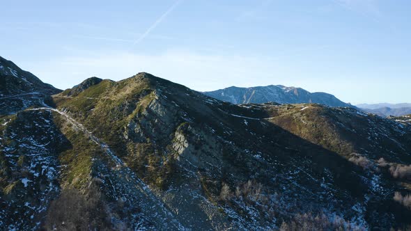 Aerial,  Apennine Mountains With Some Small Snow Spots In Autumn In Italy