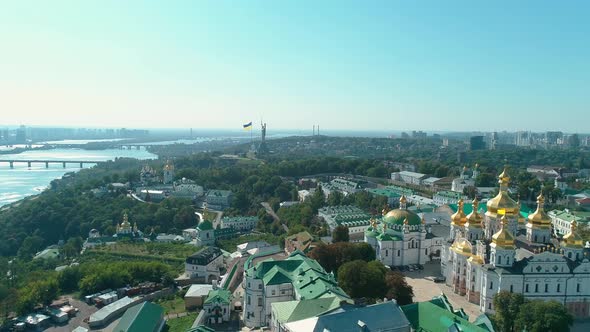 Aerial Drone Footage of Kyiv Pechersk Lavra