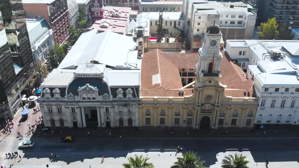 National historical museum and Post Office (Santiago, Chile) aerial view