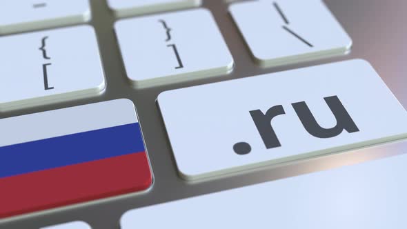 Russian Domain .Ru and Flag of Russia on the Buttons