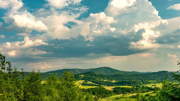Clouds over Beskid mountains.
