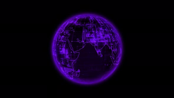 Purple Glowing Technology Hologram Earth Animation