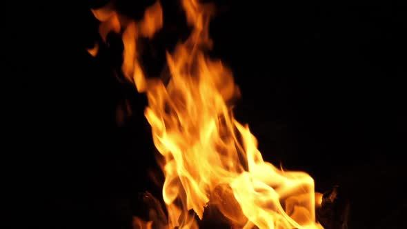 Bonefire, Fire flames in campfire, campsite at Masai Mara Park, Kenya, slow motion