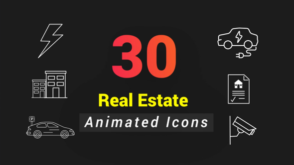 30 Real Estates Outlined Icons