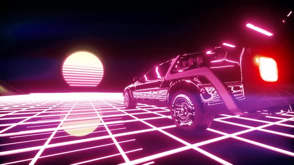 Retro Futuristic 80s Style Drive In Neon City HD