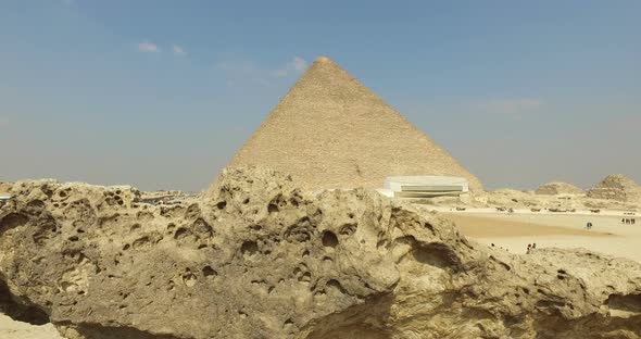 Tourists around Great pyramid of Giza