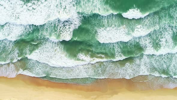 Phuket sea beautiful waves crashing on beach Aerial view