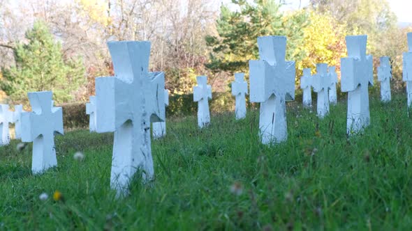 White Crosses in the Cemetery the Burial Place of Jews During World War II