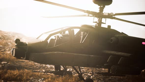 Military Helicopter in Mountains at War