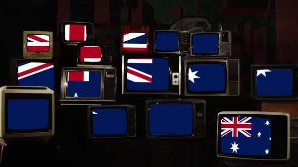 Flag of Australia and Vintage TVs.