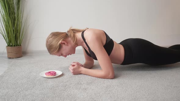 Exhausting Diet Sport Motivation Tired Woman Plank