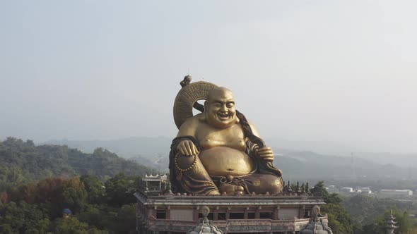 Circular View Around The Spectacular Gigantic Golden Maitreya Buddha Sculpture at Hushan Temple at D