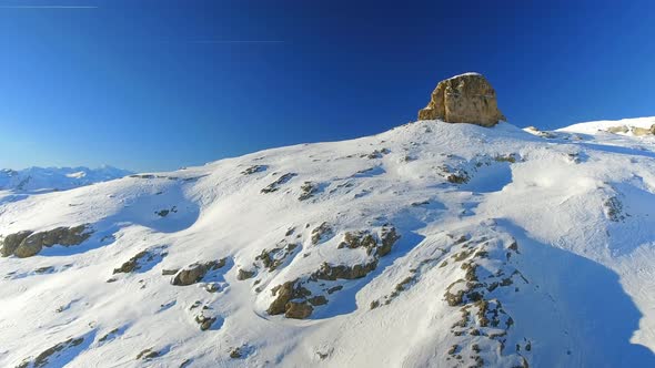 Exposed Mountain Summit in a Ski Resort