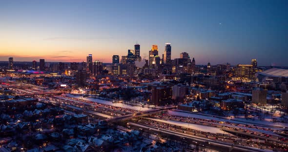 Minneapolis at Rush Hour - Aerial Hyper Lapse