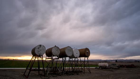 Colorful time lapse at sunset from farm