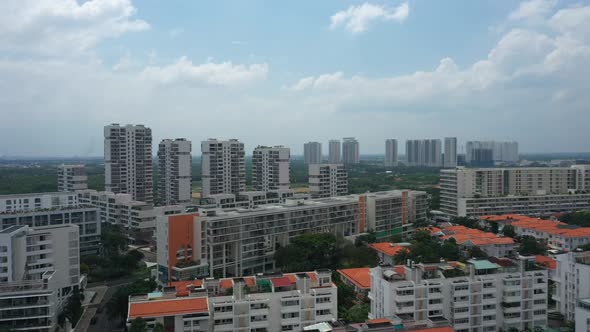 Ultra modern city development with residential and commercial high rise buildings, villas, green spa