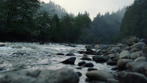Mountain River Running in Carpathians