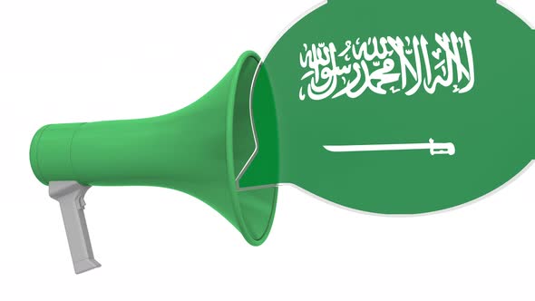 Loudspeaker and Flag of Saudi Arabia on the Speech Bubble alt
