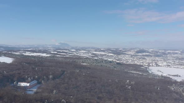 Daily scene by winter of Rtanj mountain 4K drone video