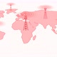 Red Color Network Tower Wave Signal Animated On World Map White Background - VideoHive Item for Sale