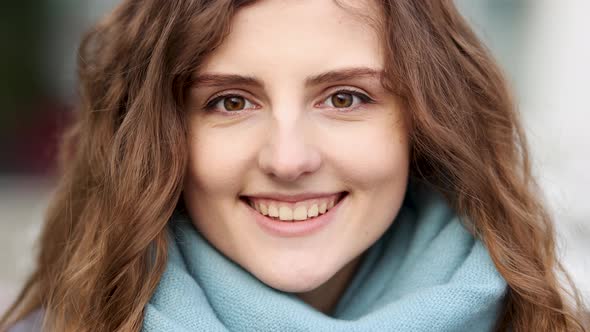 Face of Beautiful Woman With Natural Make-Up Looking at Camera