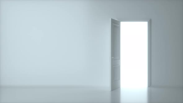 White Open Door with Frame Isolated on Background