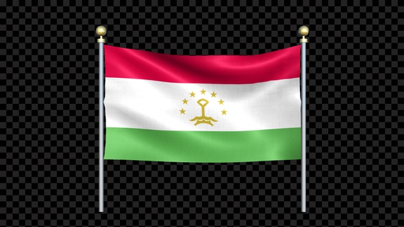 Tajikistan Flag Waving In Double Pole Looped