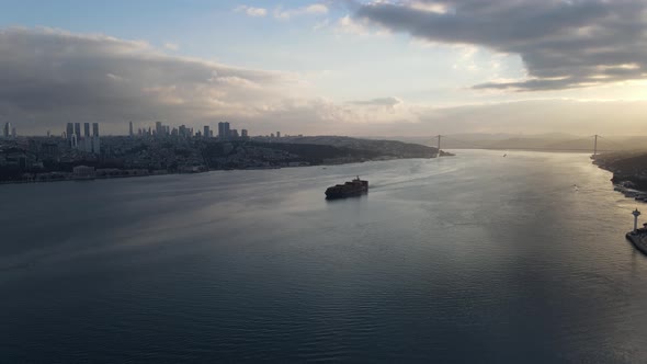 Cargo Ship in Bosphorus Istanbul