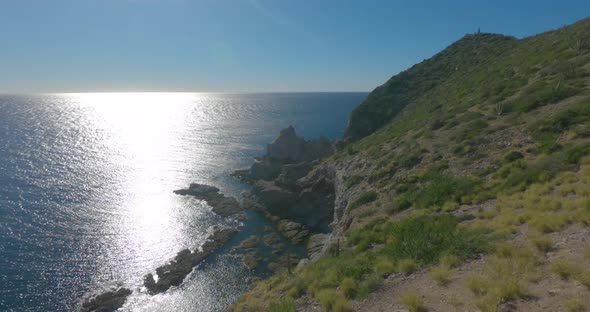 Ocean time lapse in the bay in San Carlos Mexico Mirador Escénico. The ocean is smooth and the tiny