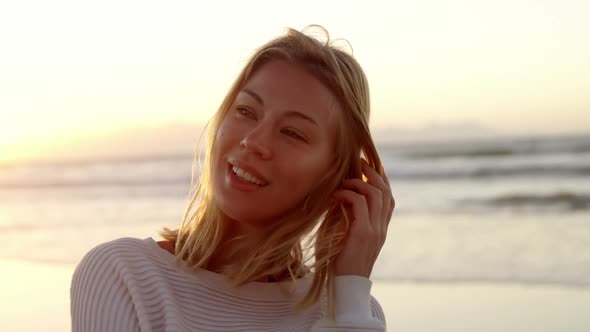 Beautiful woman enjoying on the beach