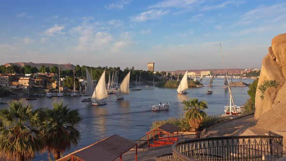 Felucca Boats on Nile River in Aswan Egypt